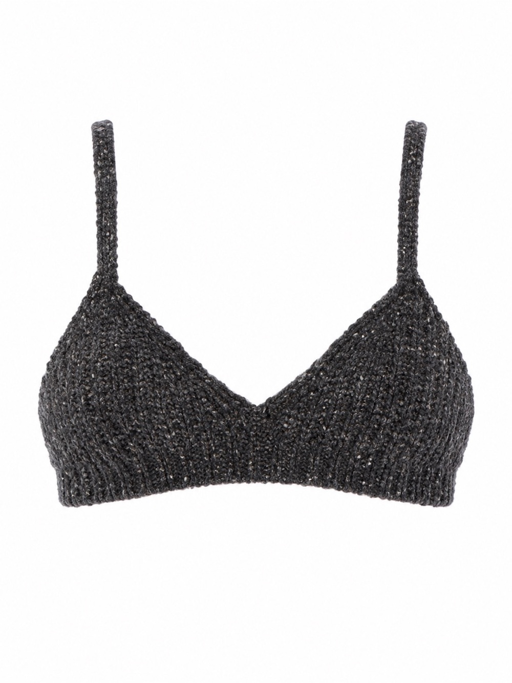 NWT Alamo Ribbed Knit Virgin Wool Triangle Bralette Charcoal
